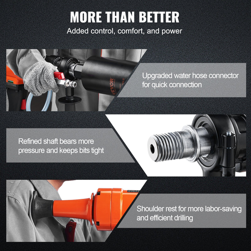 VEVOR Diamond Core Drill Machine Handheld Concrete Core Drill Rig 4in Bit 1500W