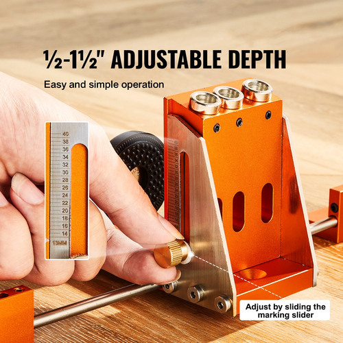 VEVOR Pocket Hole Jig Kit, 34 τμχ Pocket Hole Jig System με 11&quot; C-clamp, Εξάρτημα, Step Drills, κλειδιά, Drill Stop Rings, Square Drive Bits, Toolbox, for DIY Carpentry Projects, Ρυθμιζόμενο