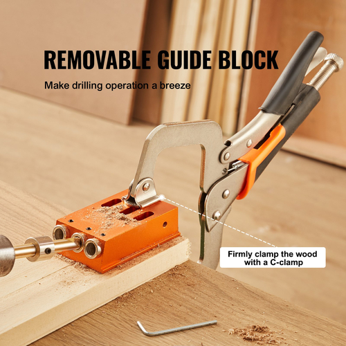 VEVOR Pocket Hole Jig Kit, 34 τμχ Pocket Hole Jig System με 11&quot; C-clamp, Εξάρτημα, Step Drills, κλειδιά, Drill Stop Rings, Square Drive Bits, Toolbox, for DIY Carpentry Projects, Ρυθμιζόμενο
