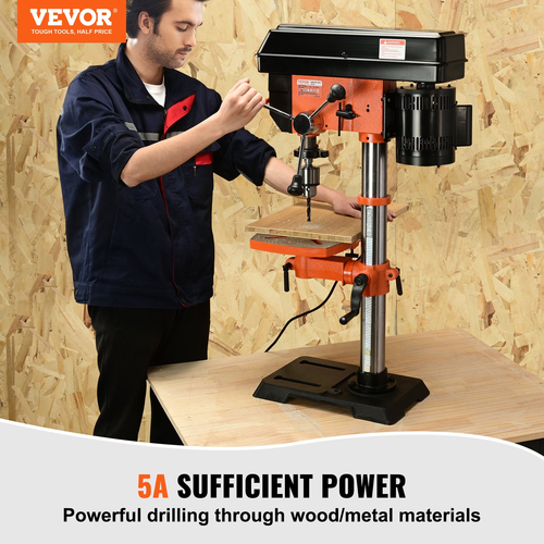 Πρέσα τρυπανιού πάγκου VEVOR 750W, 440-2580 RPM Συνεχώς μεταβλητή ταχύτητα τρυπανιού με ανακλινόμενο τραπέζι εργασίας 0-45°, αιώρηση 12 ιντσών, φως εργασίας LED, τοποθέτηση ακτίνων Χ