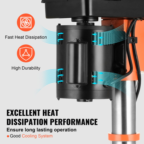 Πρέσα τρυπανιού πάγκου VEVOR 750W, 440-2580 RPM Συνεχώς μεταβλητή ταχύτητα τρυπανιού με ανακλινόμενο τραπέζι εργασίας 0-45°, αιώρηση 12 ιντσών, φως εργασίας LED, τοποθέτηση ακτίνων Χ