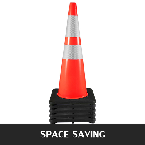 VEVOR 6Pack 36\&quot; Traffic Cones, Safety Road Parking Cone with Black Weighted Base, PVC Orange Traffic Safety Cones, Hazard Cones Reflektive Collars for Construction Traffic Parking