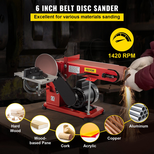 VEVOR Belt Sander 4&quot; x 36&quot;, Disc Combo Sander 6&quot; Ηλεκτρικό ρυθμιζόμενο τριβείο πάγκου 375W Grinder Πάγκος λείανσης με 4 λαστιχένια μαξιλαράκια ποδιών