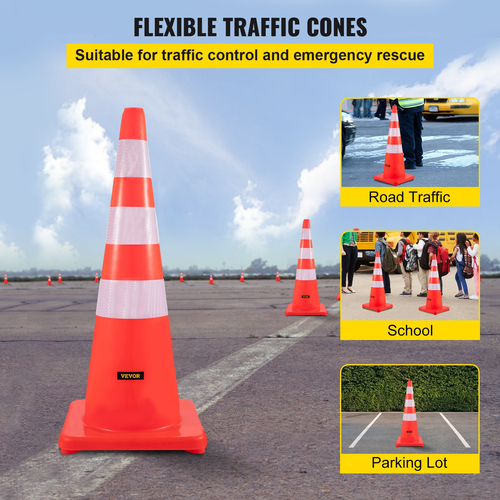 VEVOR Safety Cones Κώνοι κυκλοφορίας 6 x 36&quot; Πορτοκαλί αντανακλαστικοί κώνοι δρόμου