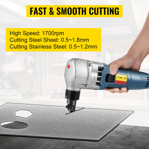 VEVOR Electric Metal Nibbler 380W Nibbler Metal Cutter 1800RPM High Speed ​​Rotor Metal Nibbler 220V w Αντικατασταθείσες λεπίδες Θήκη αποθήκευσης Λαμαρίνας κοπής για κοπή από ανοξείδωτο χάλυβα, αλουμίνιο, πλαστικό