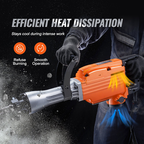 VEVOR Demolition Jack Hammer Θραύση σκυροδέματος 2200W Ηλεκτρικό σφυρί 2 μύτες σμίλης