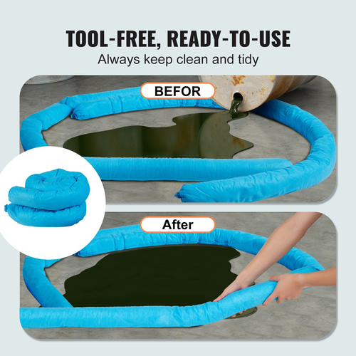 VEVOR Universal Absorbent Sock Water Absorbing Snake 20 Gal 12 τμχ 3&quot; x 47,24
