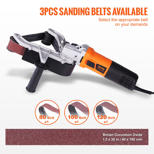 VEVOR Pipe Tube Polisher Sander 1300W 6 μεταβλητών ταχυτήτων με ιμάντες λείανσης 3 τμχ