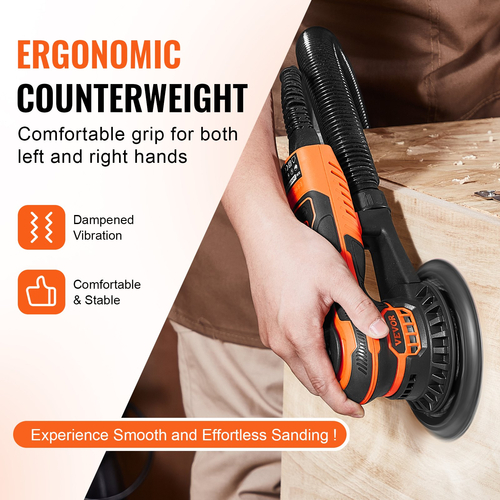 VEVOR Random Orbital Sander 6&#039;&#039; Palm Sander 10 PCS Sandpapers 6 Variable Speed