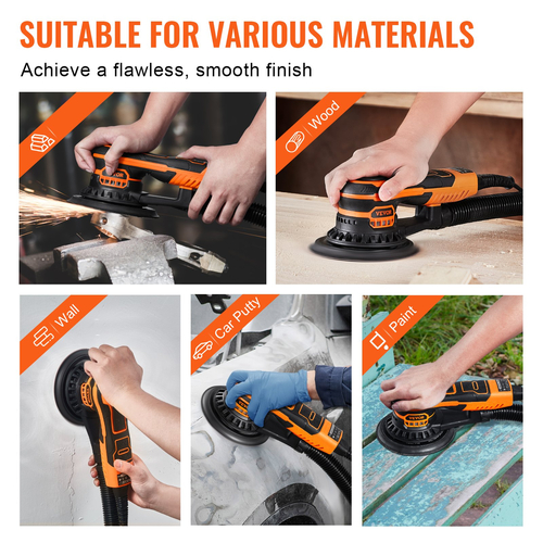 VEVOR Random Orbital Sander 6&#039;&#039; Palm Sander 10 PCS Sandpapers 6 Variable Speed