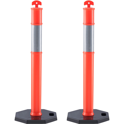 VEVOR Traffic Delineator Post Cones, 2 Pack, Traffic Safety Delineator Barrier with 16,93 x 16,93 in Rubber Base, for Traffic Control Προειδοποίηση Εξωτερική εσωτερική χρήση Χώρος στάθμευσης Κατασκευή Προσοχή Δρόμοι