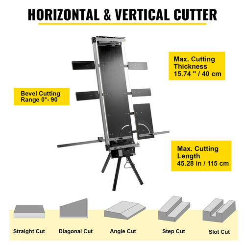 Μηχάνημα κοπής φελιζόλ VEVOR 42cm Μέγ. Πάχος κοπής Αφρολέξ 115cm Μέγ. Μήκος Hot Wire Foam Cutter 0-90° Styrofoam Cutter Έξι καλώδια θέρμανσης με πλαϊνή πλάκα βάσης για κοπή αφρού μαργαριταριού βαμβακιού