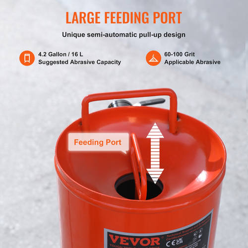 VEVOR 10 Gallon Heavy-Duty Sand Blaster 60-110 PSI με 2 ακροφύσια &amp; σωλήνα 7,5 ποδιών