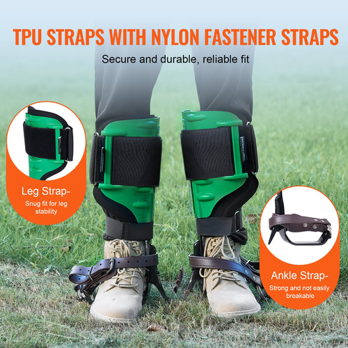 VEVOR Tree Climbing Spikes Climbing Spurs Aloy Steel Arborist Equipment Green