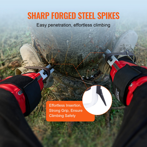VEVOR Tree Climbing Spikes Climbing Spurs Gear Aluminium Arborist Equipment Red