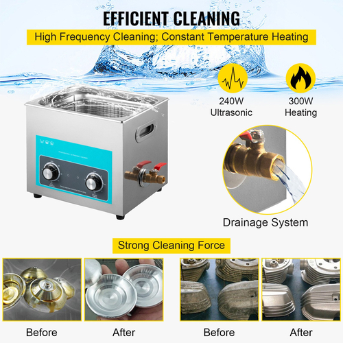VEVOR 10L Ultrasonic Cleaner Καθαριστικό κοσμημάτων με χρονοδιακόπτη θερμάστρας για πόμολο καθαρισμού κοσμημάτων Δαχτυλίδια γυαλιών Οδοντοστοιχίες Μουσικά όργανα