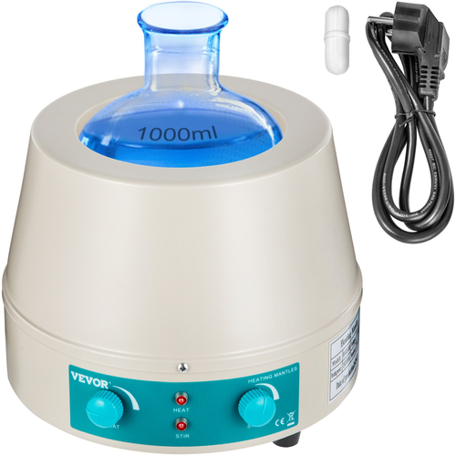 VEVOR 1000ml Μαγνητικός Αναδευτήρας Θερμαντικός Μανδύας 350W Θερμαντικός Αναδευτήρας Ψηφιακή οθόνη για στρογγυλή φιάλη