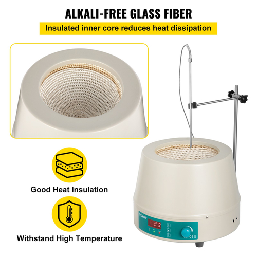 VEVOR 2000ML Magnetic Stirrer Heating Mantle 450W Electric Digital Heating Mantle Lab Equipment Στρογγυλό κάτω μέρος για θέρμανση και ανάδευση υγρών
