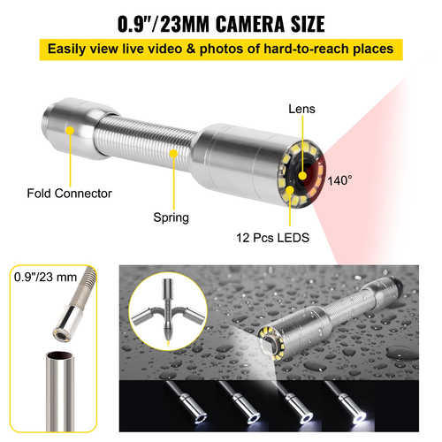 VEVOR 30M Sewer Inspection Video Camera 7&quot; Monitor Pipeline Inspection Camera Drain Camera Βιομηχανικό ενδοσκόπιο HD DVR Recorder με κάρτα 8 GB