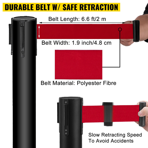 VEVOR Crowd Control Barriers Line Dividers 4PCS Μαύροι πόλοι με ένα πλαίσιο πινακίδας