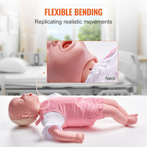 Εκπαιδευτικό ανδρείκελο VEVOR Infant CPR, Heimlich Maneuver and Cardiopulmonary Resuscitation (CPR), επαγγελματικό ανδρείκελο εκπαίδευσης απόφραξης αεραγωγού βρεφών, μοντέλο εμφράγματος μωρού για εκπαίδευση