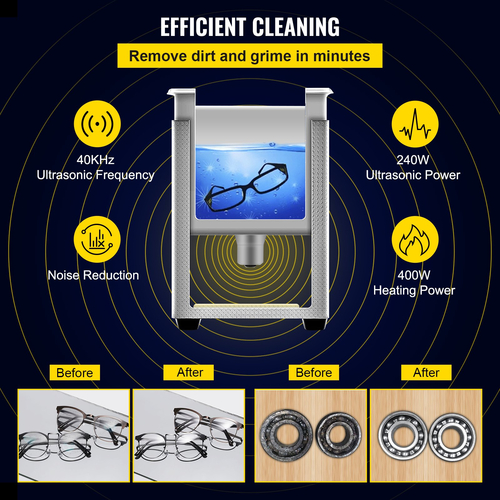 VEVOR 10L Digital Ultrasonic Cleaner Heater Timer Jewelry Glasses Cleaning