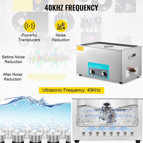 VEVOR 30L Ultrasonic Cleaner Καθαριστικό κοσμημάτων με χρονοδιακόπτη θερμάστρας για πόμολο καθαρισμού κοσμημάτων Δαχτυλίδια γυαλιών Οδοντοστοιχίες Μουσικά όργανα