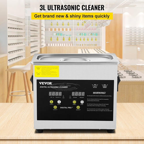 VEVOR 3L Digital Ultrasonic Cleaner Heater Timer Jewelry Glasses Cleaning