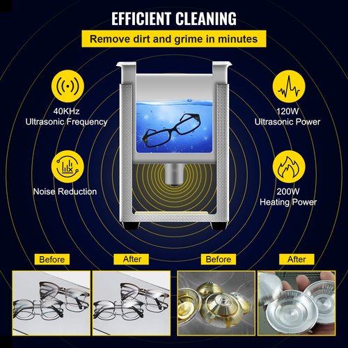 VEVOR 3L Digital Ultrasonic Cleaner Heater Timer Jewelry Glasses Cleaning