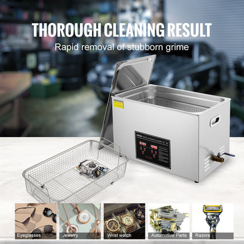 VEVOR Ultrasonic Cleaner με ψηφιακό χρονοδιακόπτη &amp; θερμαντήρα, επαγγελματικό Ultra Sonic καθαριστικό κοσμημάτων, θερμαινόμενο μηχάνημα καθαρισμού από ανοξείδωτο χάλυβα για δαχτυλίδια ρολογιών γυαλιών Μικρά ανταλλακτικά, πλακέτα κυκλώματος (30L)