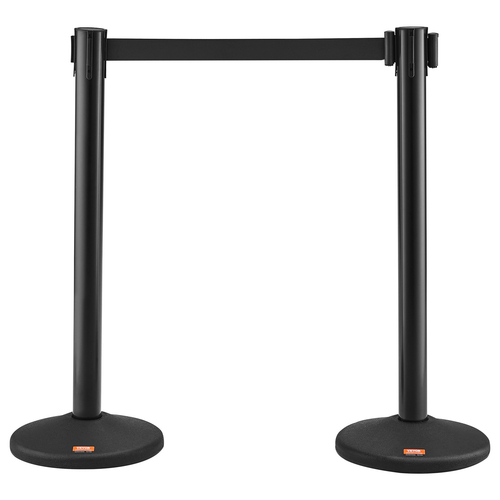 Βάλοι VEVOR Crowd Control Stanchions, 2-pack Crowd Control Barriers με 6,5FT μαύρη ανασυρόμενη ζώνη, Plastic Stanchion Queue Post, Belt Barriers Line Divider Stanchion σετ για πάρτι, αεροδρόμιο, έκθεση