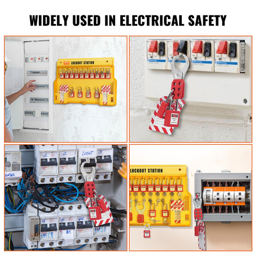 VEVOR Electrical Lockout Tagout Kit, 60 PCS Safety Lockout Tagout Station Περιλαμβάνει λουκέτα, Hasps, Tags, Nylon Ties, Expansion Kit και Lockout Station Board, για βιομηχανική, ηλεκτρική ενέργεια