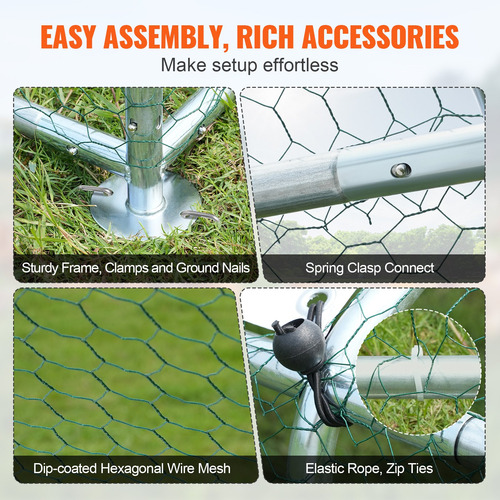 VEVOR Metal Chicken Coop Walk-in Chicken Run με αδιάβροχο κάλυμμα 9,8x13x6,5 πόδια