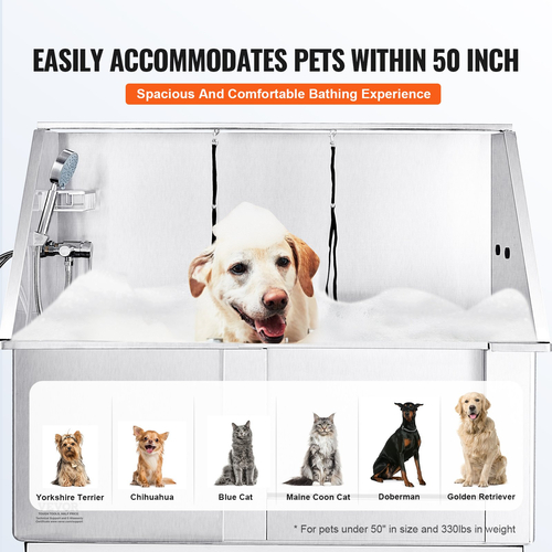 VEVOR 1.27M Dog Cat Grooming Μπανιέρα Μπανιέρα Πλυντήριο Ηλεκτρική Ρύθμιση ύψους