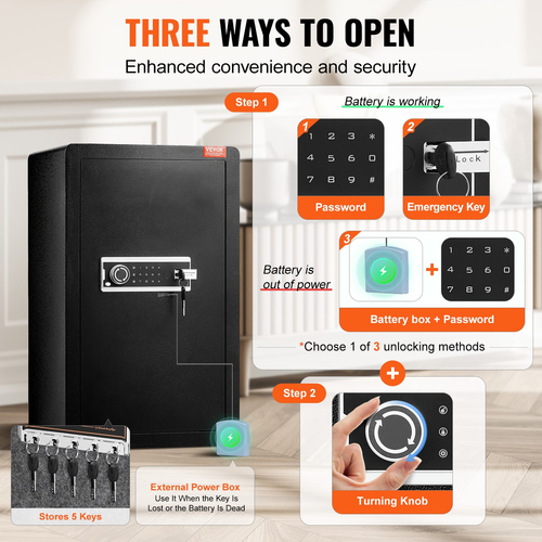 Χρηματοκιβώτιο VEVOR Single Door 4.0 cu.ft με κλειδαριά και ντουλάπι κωδικού πρόσβασης μαύρο
