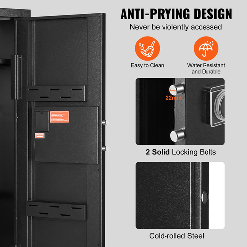 VEVOR 6-8 Rifles Gun Safe Rifle Θυρίδα ασφαλείας με κλειδαριά &amp; ψηφιακό πληκτρολόγιο αφαιρούμενο ράφι