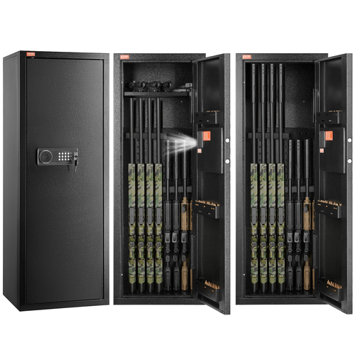 VEVOR 6-8 Rifles Gun Safe Rifle Θυρίδα ασφαλείας με κλειδαριά &amp; ψηφιακό πληκτρολόγιο αφαιρούμενο ράφι