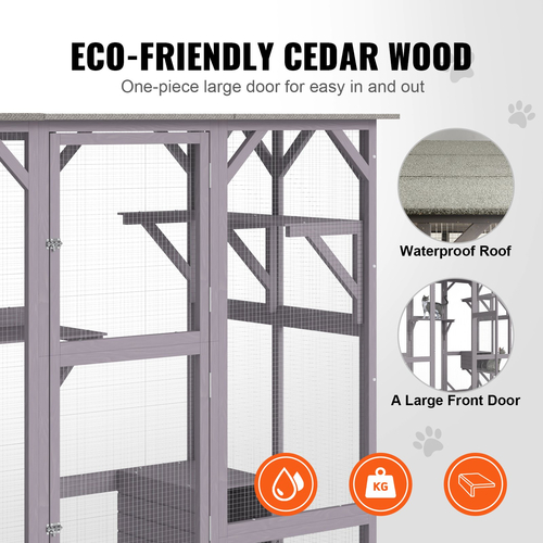 VEVOR Cat House Outdoor, 7 επιπέδων Large Catio, περίβλημα για γάτες με 5 πλατφόρμες, 2 κουτιά ανάπαυσης &amp; μεγάλη μπροστινή πόρτα, 71,2 x 34,6 x 66,5 ίντσες