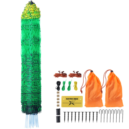VEVOR Ηλεκτρικό δίχτυ για περίφραξη, 48&quot; Υ x 100&#039; L, κιτ περίφραξης δίχτυ PE με στύλους &amp; διπλές ακίδες, φορητό πλέγμα για κοτόπουλα, πάπιες, χήνες, κουνέλια, που χρησιμοποιούνται σε αυλές, φάρμες και ράντζα