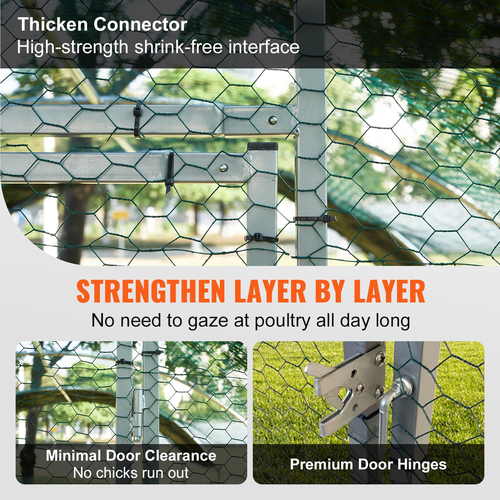 VEVOR Metal Chicken Coop, 13,1 x 9,8 x 6,6 ft Large Chicken Run, Κλουβί για στυλό πουλερικών σε εξωτερικό χώρο με κορυφαία οροφή για φάρμα ή αυλή, με αδιάβροχο κάλυμμα και προστατευτικό πλέγμα, για κότα, πάπια, κουνέλι