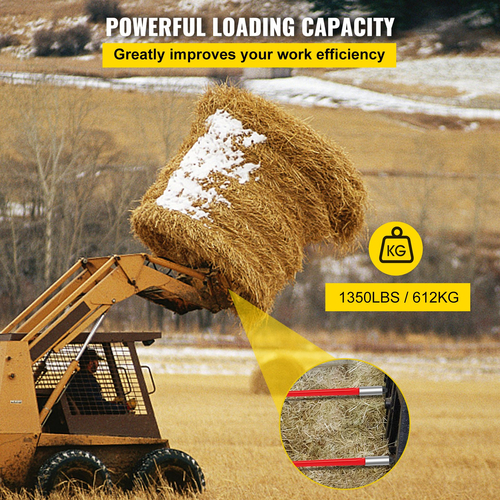 VEVOR Hay Spear 32&quot; Bale Spear 1350 lbs, Bale Spike Γρήγορη προσάρτηση Τετράγωνες λόγχες Hay Bale 1,4&quot; πλάτος, με κόκκινη επίστρωση Πιρούνια δέματος, Bale Hay Spike με εξάγωνο παξιμάδι &amp; μανίκι για κουβάδες Τρακτέρ Φορτωτές