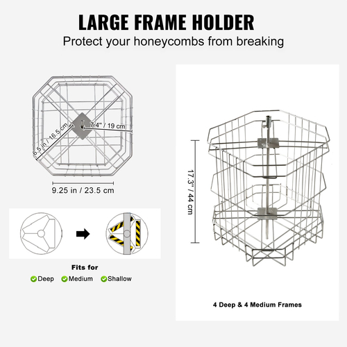VEVOR Manual Honey Extractor, 4/8 Frames Honey Spinner Extractor, Ανοξείδωτο ατσάλι μελισσοκομική εξαγωγή, κυψελωτό τύμπανο με καπάκι, φυγοκεντρικός εξοπλισμός μελισσοκομίας με βάση ρυθμιζόμενου ύψους