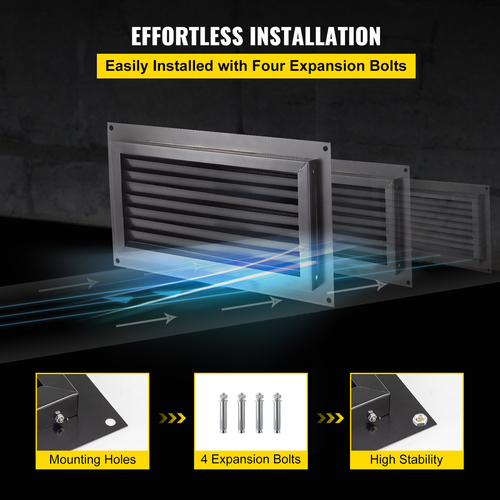 VEVOR Crawl Space Flood Vent Fund Fult Flood 8&quot;Ύψος x 16&quot; Πλάτος Εξαερισμός τοίχου