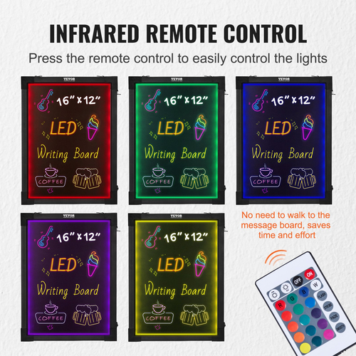VEVOR LED Πίνακας γραφής μηνυμάτων 16&quot;x12&quot; Φωτιζόμενος διαγραφόμενος φωτισμένος πίνακας κιμωλίας