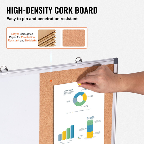 VEVOR 24&quot;x 18&quot; Whiteboard &amp; Cork Combo με πλαίσιο αλουμινίου για σχολικό σπίτι