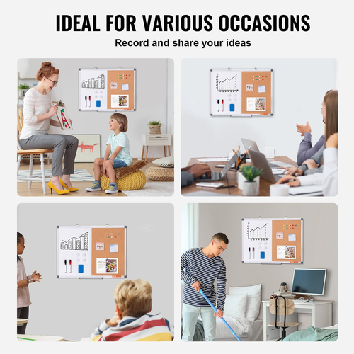 VEVOR 24&quot;x 18&quot; Whiteboard &amp; Cork Combo με πλαίσιο αλουμινίου για σχολικό σπίτι