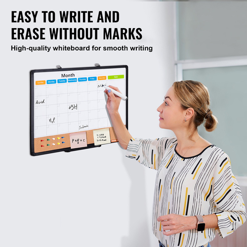 VEVOR 24&quot;x18&quot; Μηνιαίο ημερολόγιο Whiteboard &amp; Cork Board με πλαίσιο αλουμινίου