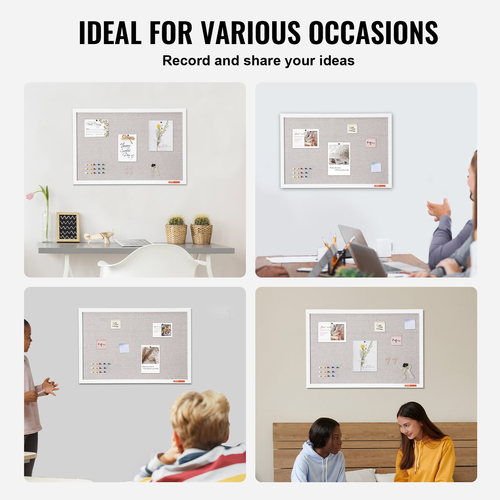 VEVOR 30&quot;x20&quot; Λευκός Πίνακας Φελλού με Επιτοίχια Πίνακας Ανακοινώσεων σε Επιφάνεια Λινού
