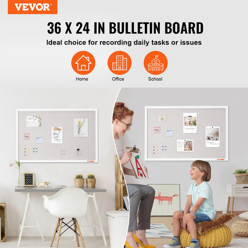 VEVOR 36&quot;x24&quot; Λευκός Πίνακας Φελλού με Επιτοίχια Πίνακας Ανακοινώσεων Επιτοίχιας Λευκής Επιφάνειας