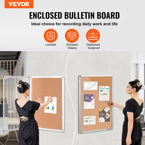 VEVOR 36&quot;x24&quot; Κλειστός πίνακας φελλού με Πίνακα ανακοινώσεων που κλειδώνει με πλαίσιο αλουμινίου